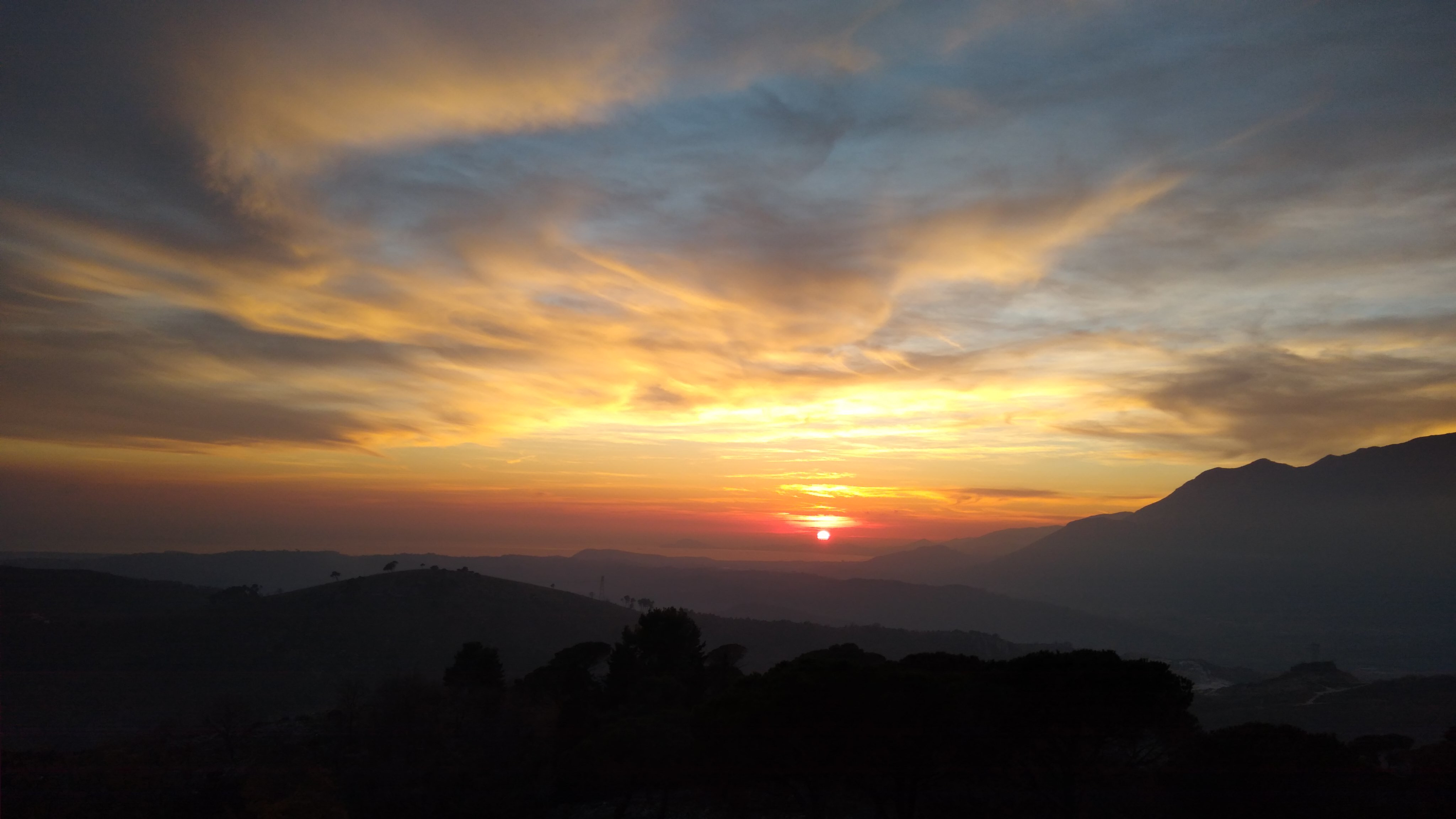 Sunset behind the promontory of Gaeta